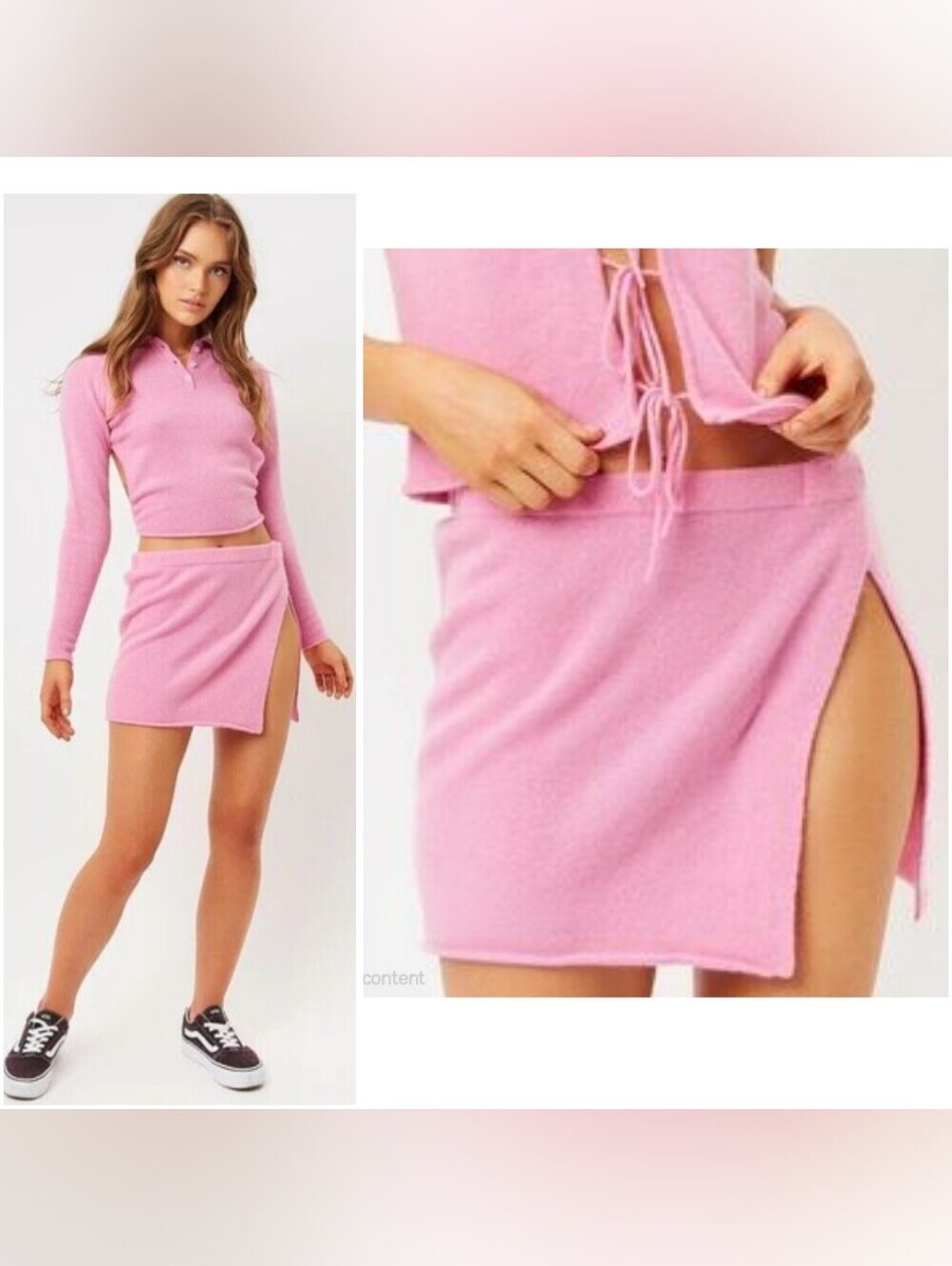 Frankies Bikinis Bubblegum Pink Cashmere Cover-up Skirt Sexy Side Slit Size S